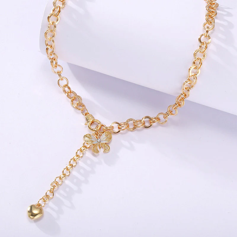 Stunning Butterfly Heart Gold-Plated Layered Necklace