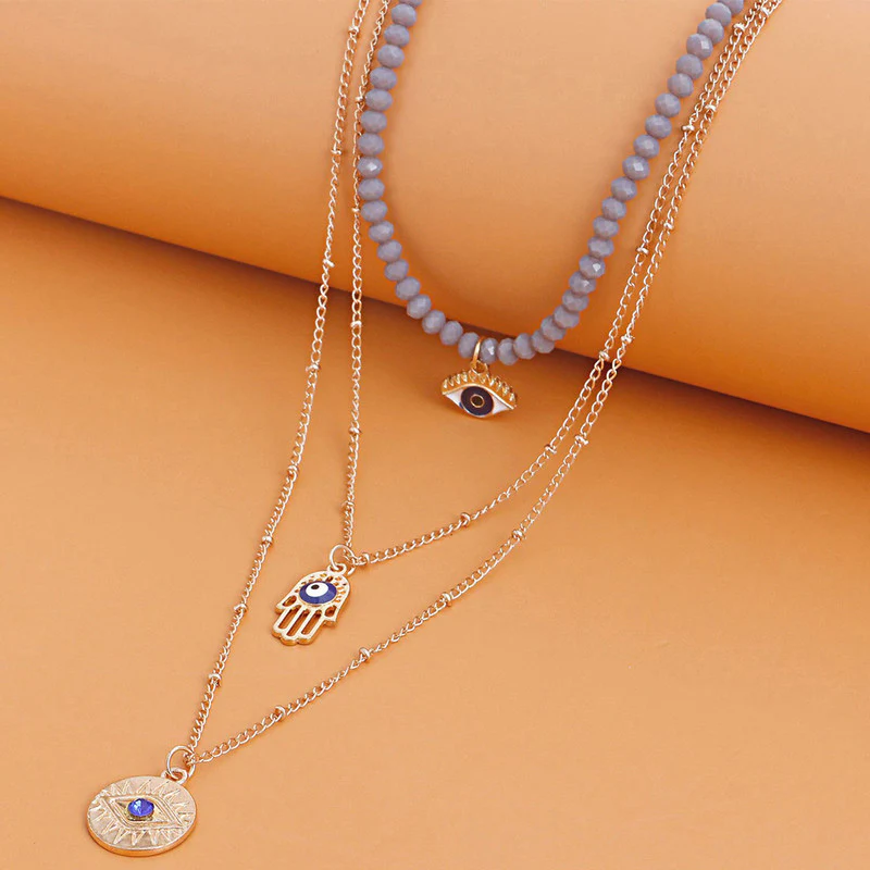 Gold-Toned Evil Eye & Buddha Hand Layered Necklace