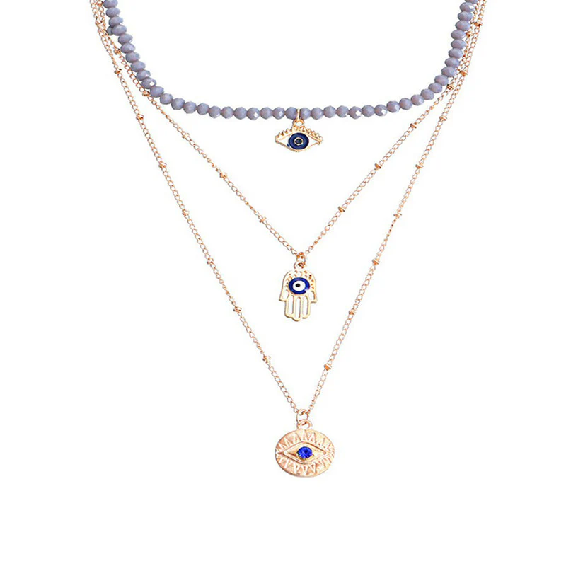 Gold-Toned Evil Eye & Buddha Hand Layered Necklace