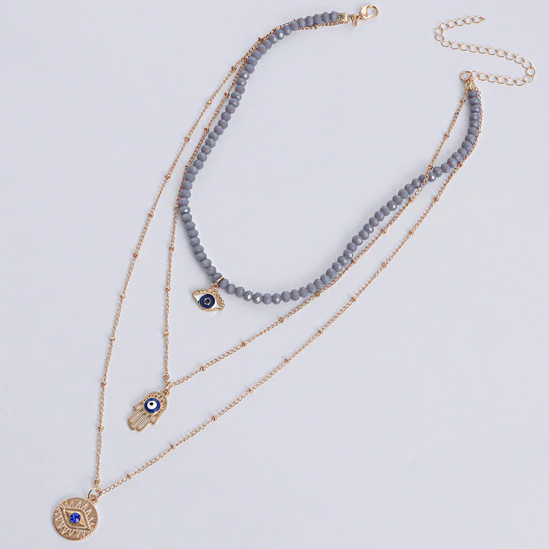Gold-Toned Evil Eye & Buddha Hand Layered Necklace