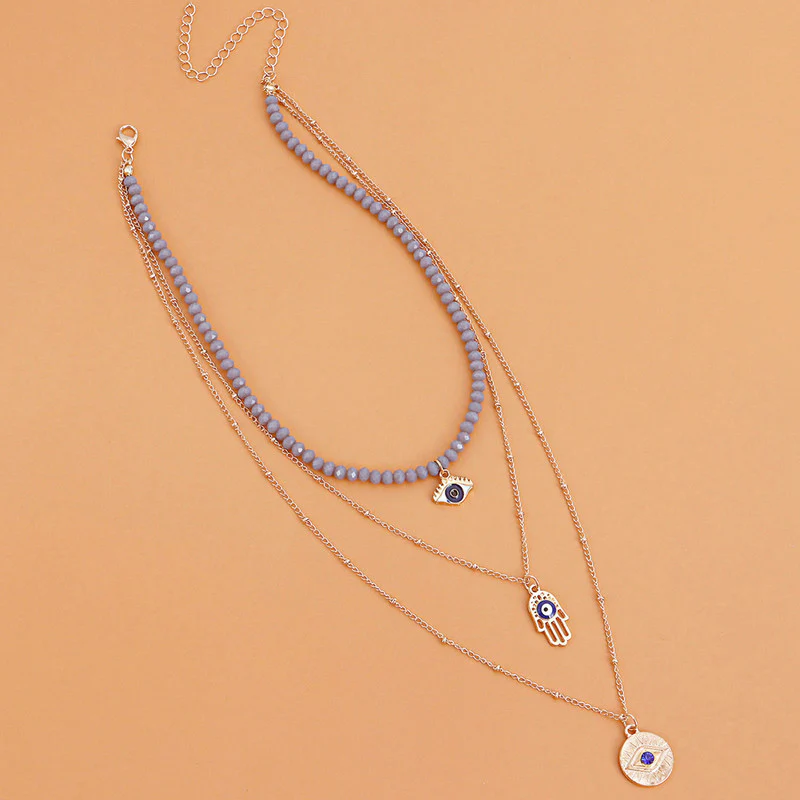 Gold-Toned Evil Eye & Buddha Hand Layered Necklace