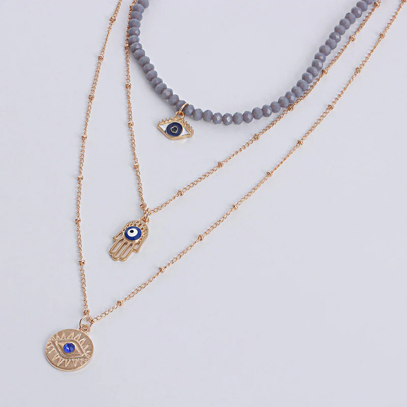 Gold-Toned Evil Eye & Buddha Hand Layered Necklace
