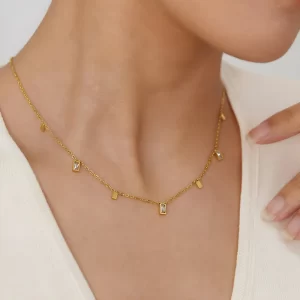 Stainless Steel Anti-Tarnish Gold-Toned Geometric Necklace