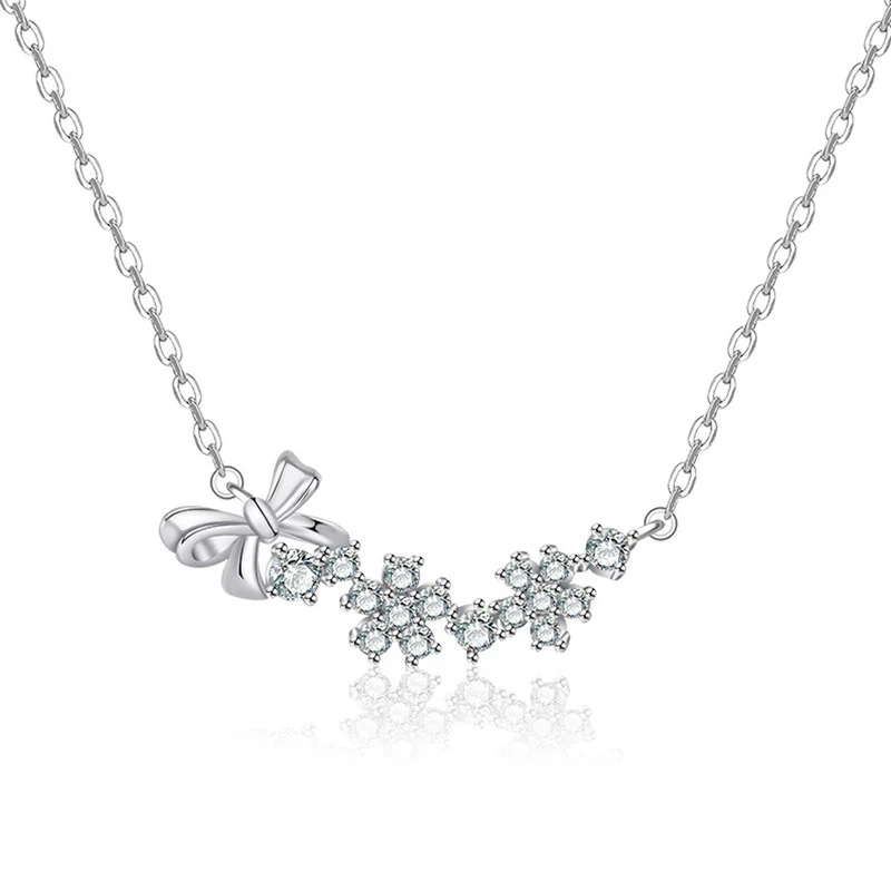 Silver American Diamond Bow-Tie Contemporary Pendant