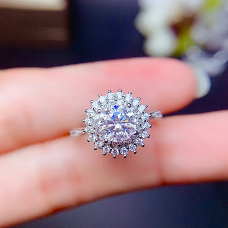 Silver Plated Anti Tarnish American Diamond Crushed Ice Cut Silver Geometric Contemporary Finger Ring