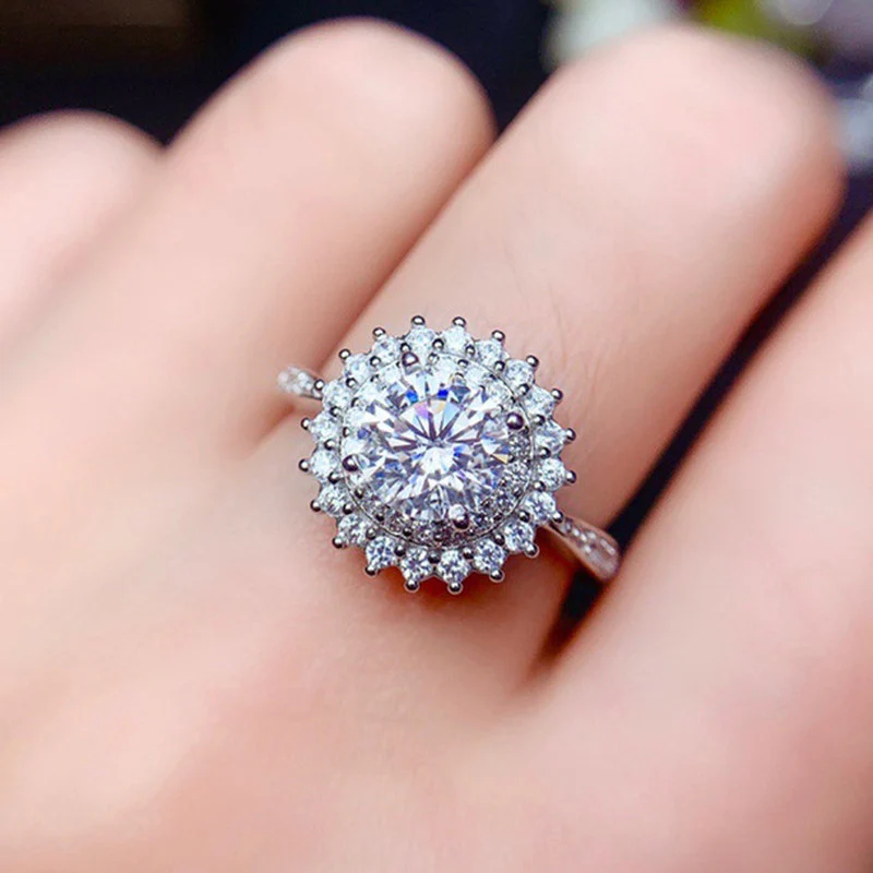 Silver Plated Anti Tarnish American Diamond Crushed Ice Cut Silver Geometric Contemporary Finger Ring