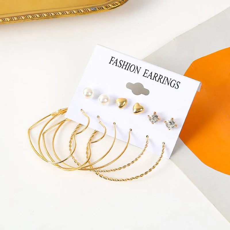 Exclusive Gold Plated Stud and Hoop Earrings For Women